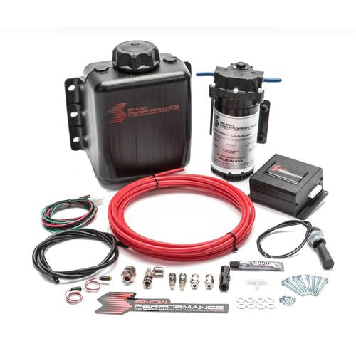 Snow Performance 2 Boost Cooler Forced Induction Progressive Engine Mount Water-Methanol Injection Kit (Red High Temp Nylon Tubing, Quick-Connect Fittings)