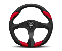 Momo Retro Steering Wheel 360 mm - 4 Black Leather/Wht Stitch/Brushed Spokes