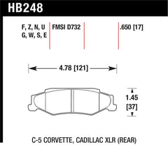 Hawk 97-12 Corvette/01-04 Z06/05-09 Z51 HT-10 Race Rear Brake Pads