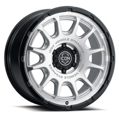 ICON Alloys Rancho 20x9 / 6x135 / 16mm / 5.625in BS Silver Machined w/ Gloss Black Lip Wheel