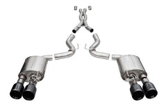 Corsa 20-22 Ford Mustang GT500 3.0in Dual Rear Exit Catback w/ Twin 5.0in Blk Straight Cut Pro Tips