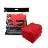 Chemical Guys Happy Ending Ultra Edgeless Microfiber Towel - 16in x 16in - Red - 3 Pack