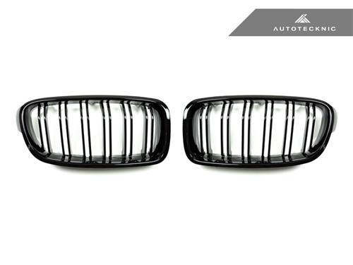 AutoTecknic Replacement Dual-Slats Glazing Black Front Grilles - F30 3-Series