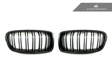 AutoTecknic Replacement Dual-Slats Stealth Black Front Grilles - F30 3-Series