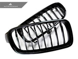 AUTOTECKNIC REPLACEMENT DUAL-SLATS GLAZING BLACK FRONT GRILLES - F30 3-SERIES