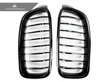 AUTOTECKNIC REPLACEMENT DUAL-SLATS GLAZING BLACK FRONT GRILLES - F30 3-SERIES