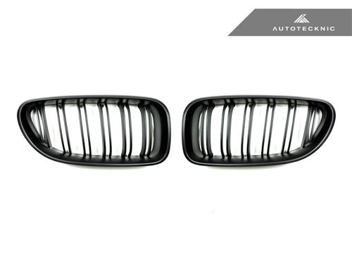 AutoTecknic Replacement Dual-Slats Stealth Black Front Grilles - F06 Gran Coupe / F12 Coupe / F13 Cabrio | 6 Series & M6