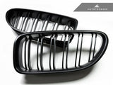 AutoTecknic Replacement Dual-Slats Stealth Black Front Grilles - F06 Gran Coupe / F12 Coupe / F13 Cabrio | 6 Series & M6