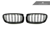 AUTOTECKNIC REPLACEMENT DUAL-SLATS GLAZING BLACK FRONT GRILLES - F30 3-SERIES