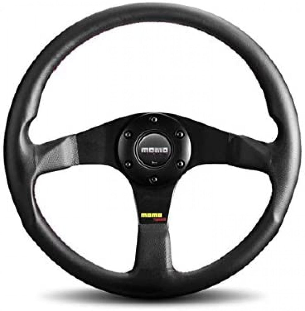 MOMO Tuner Steering Wheel Black Leather Red Stitching 320mm
