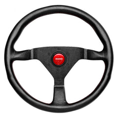 MOMO 3-Spoke Monte Carlo Series Black Leather Steering Wheel with Red Stitch 320mm