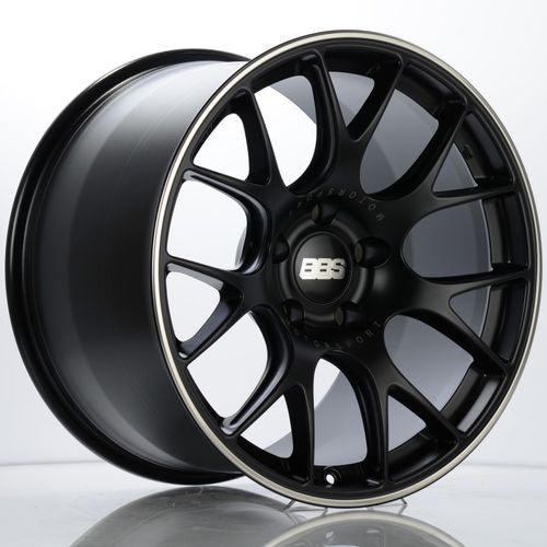 BBS CH-R 112 19x12 5x130 ET45 CB71.6 Satin Black Polished Rim Protector Wheel w/ Motorsport Etching