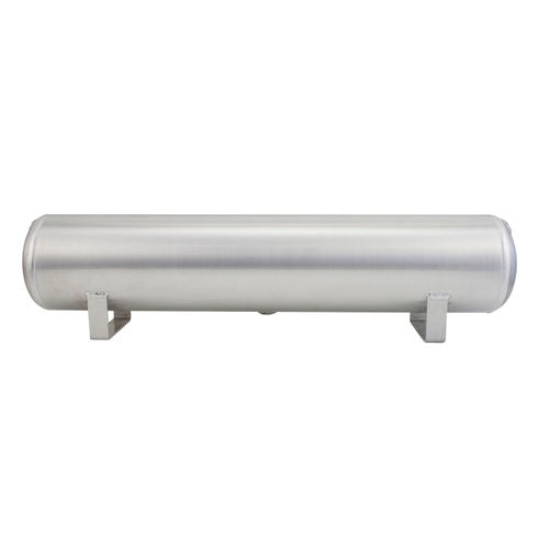 Air Lift 4 Gal Alum Air Tank - (2) 1/4in (2) 3/8in End Ports & 1/4in Drain Port - 30in L X 6in D