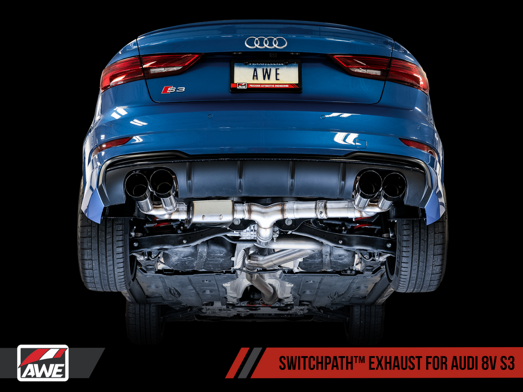 AWE Tuning SwitchPath™ Exhaust for Audi 8V S3 - Diamond Black Tips, 102mm