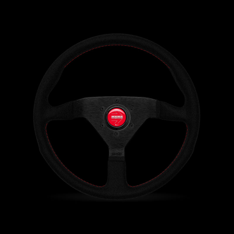 MOMO MCL35AL3B - 3-Spoke Monte Carlo Series Alcantara Leather Steering Wheel with Red Stitch 350mm