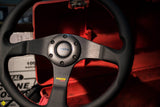 MOMO Tuner Steering Wheel Black Leather Red Stitching 350mm