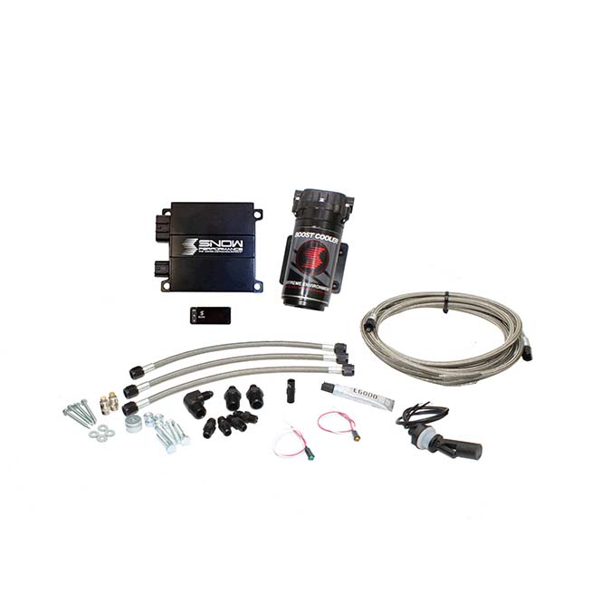 Snow Performance Stg 2 Boost Cooler Prog. Engine Mount Water Inj. Kit (Stainless Steel Braided Line, 4AN Fittings) - No Tank