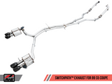 AWE Tuning SwitchPath™ Exhaust for B9 S5 Coupe - Resonated for Performance Catalyst - Chrome Silver 102mm Tips