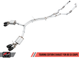 AWE Tuning Audi B9 S5 Coupe 3.0T Touring Exhaust (Resonated for Perf. DP) 90mm - Diamond Blk Tips