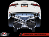 AWE Tuning Audi B9 S5 Sportback 3.0T Touring Exhaust (Res. for Perf. DP) 90mm - Chrome Silver Tips