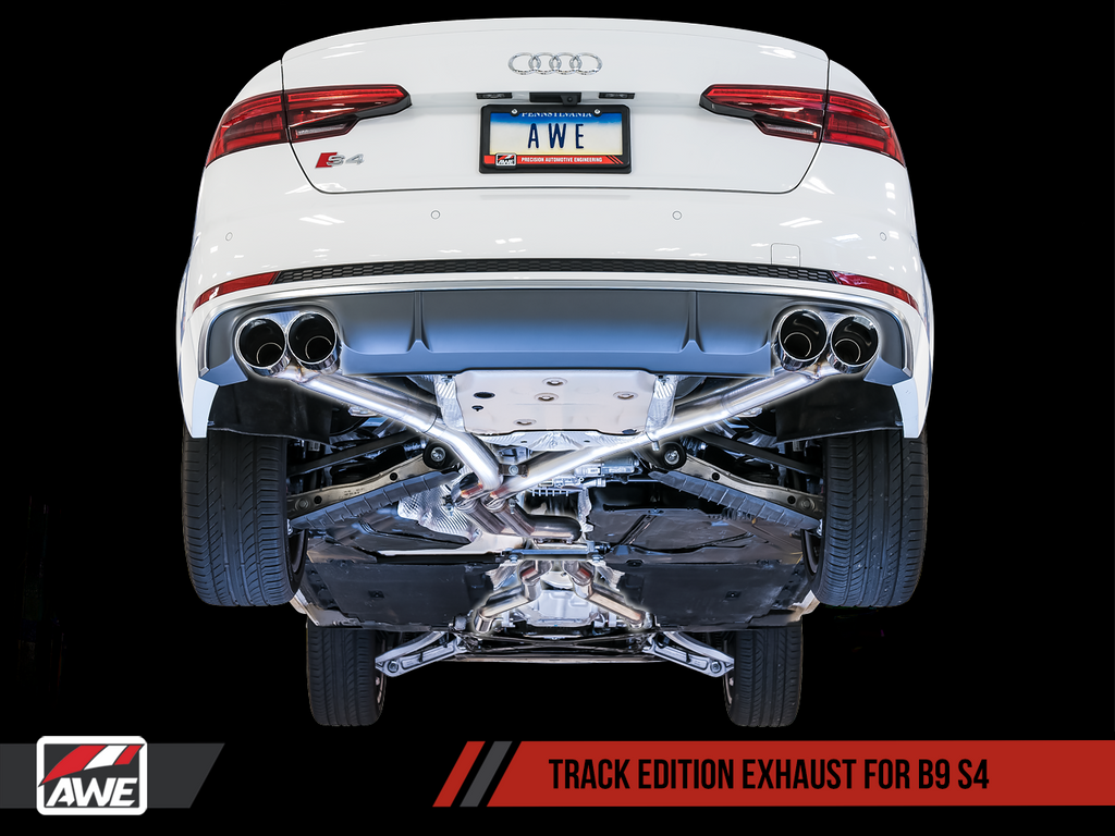 AWE Tuning Audi B9 S4 Track Edition Exhaust - Non-Resonated (Black 90mm Tips)