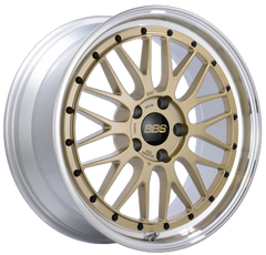 BBS LM 227 19x8.5 5x120 ET32 Diamond Gold Center Diamond Cut Lip Wheel -82mm PFS/Clip Required