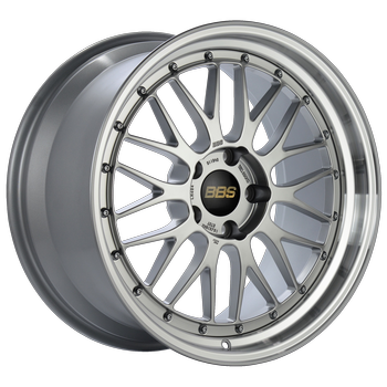 BBS LM 424 19x10 5x112 ET50 Diamond Silver Center Diamond Cut Lip Wheel - 82mm PFS Required