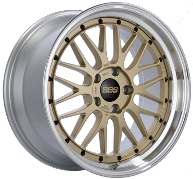 BBS LM 281 19x11 5x120 ET25 Gold Center Diamond Cut Lip Wheel - 82mm PFS/Clip Required