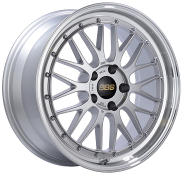 BBS LM 411 19x8 5x120 ET40 Diamond Silver Center Diamond Cut Lip Wheel - 82mm PFS Required