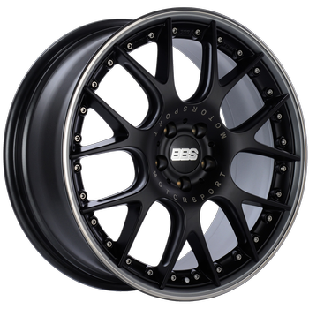 BBS CH-RII 602 - 21x9.5 5x112 ET33 Satin Black Center Platinum Lip SS Rim Prot Wheel PFS Req w/MS Etching